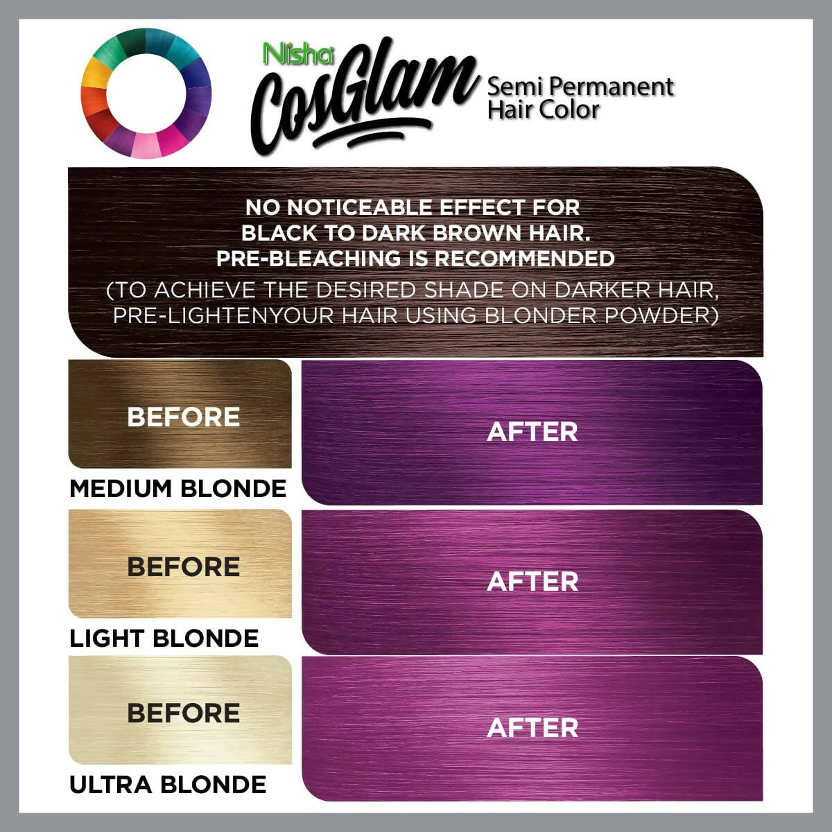 Nisha Cosglam Semi Permanent Hair Color 22 French Plum | Grocsy