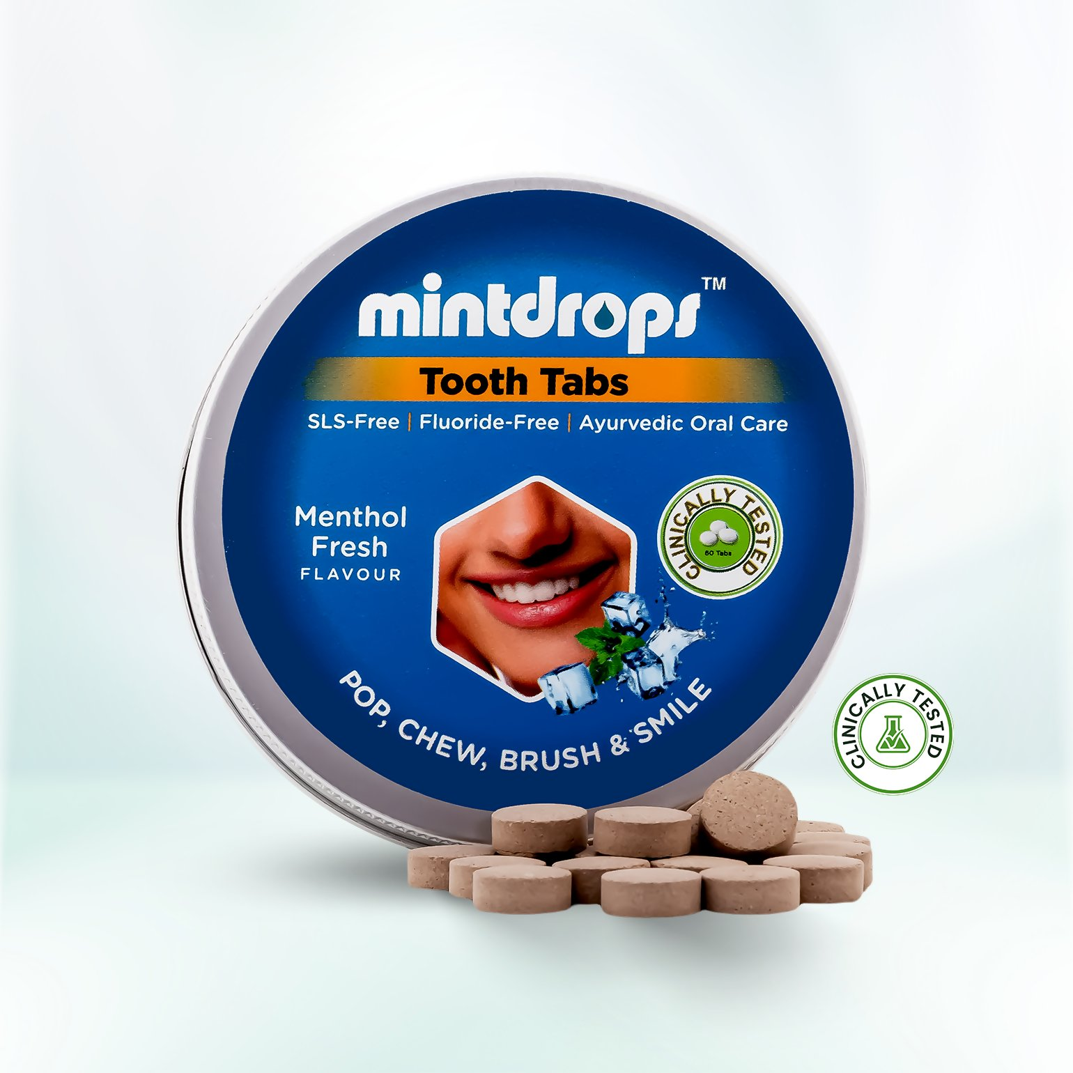 Mintdrops Premium Tooth Tabs - Menthol Fresh Flavour | Grocsy