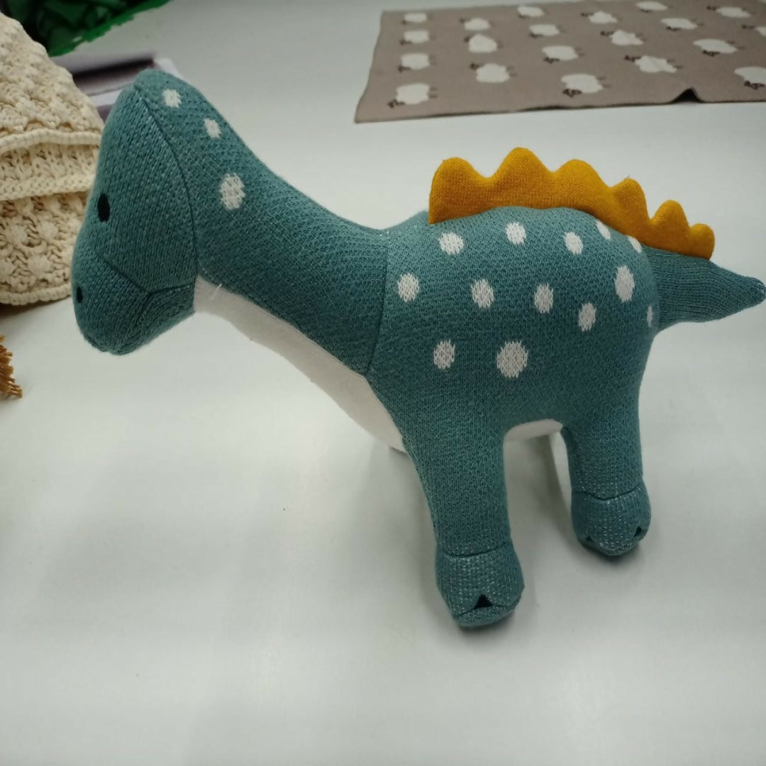 Nesta Toys Dinosaur Plush Toy For Kids – Snuggly Knitted Cotton Soft Toy | Grocsy