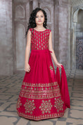 Kids Wedding Designer Pink Georgette Lehenga Choli - Aaradhna | Grocsy