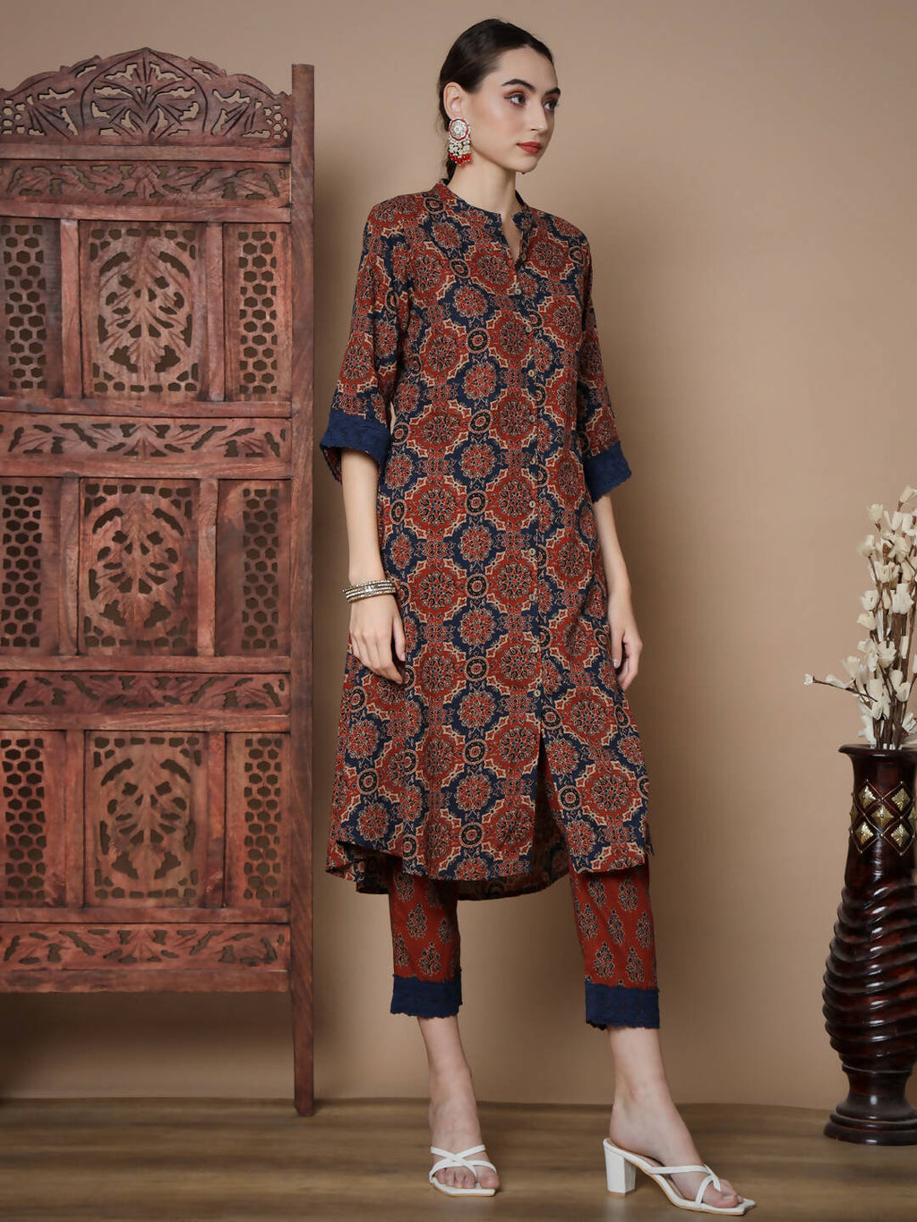 Myshka Women's Multi A-Line Kurta & Trousers With Dupatta | Grocsy
