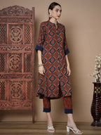 Myshka Women's Multi A-Line Kurta & Trousers With Dupatta | Grocsy