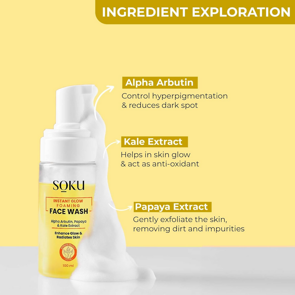 SOKU Instant Glow Foaming Face Wash | Grocsy