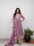The52 Women's Beautiful Cotton Fabric Embroidery Work Straight Kurta Pant and Dupatta Set | Grocsy