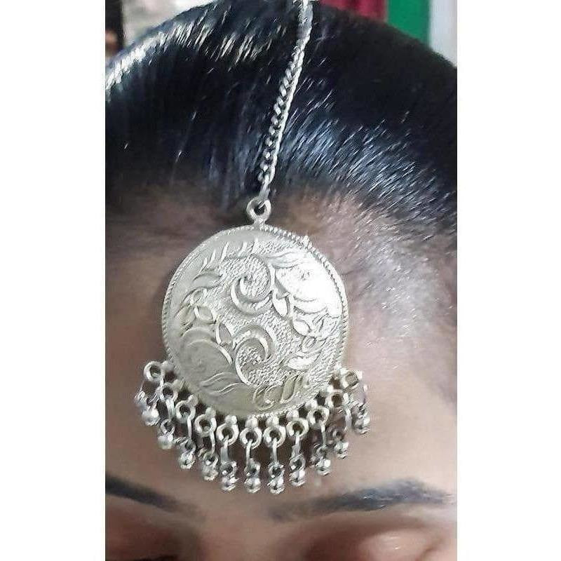 MS Fashion India Round Design With Hanging Drops Maang Tikka | Grocsy