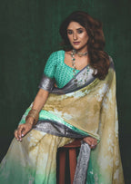 Joban Fashion Dola Silk With Zari Border Shaded Multi Color Work Saree | Grocsy