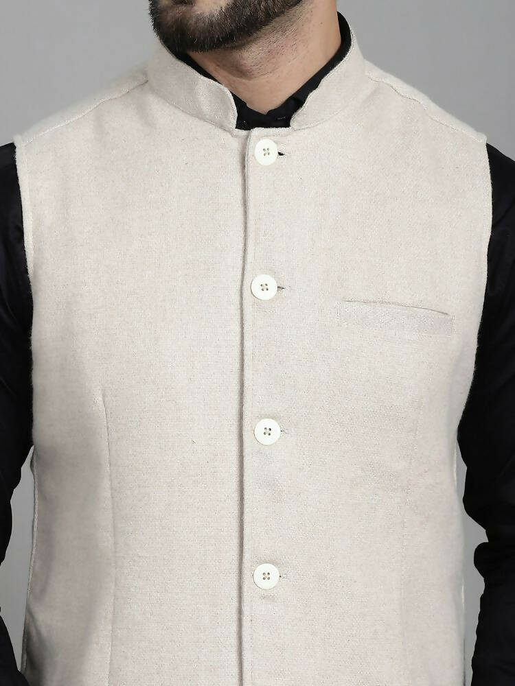 Even Apparels Nehru Jacket With Welt Pockets - Off White | Grocsy