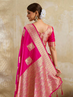 Shree Shyam Fashion Magenta Silk Blend Saree | Grocsy