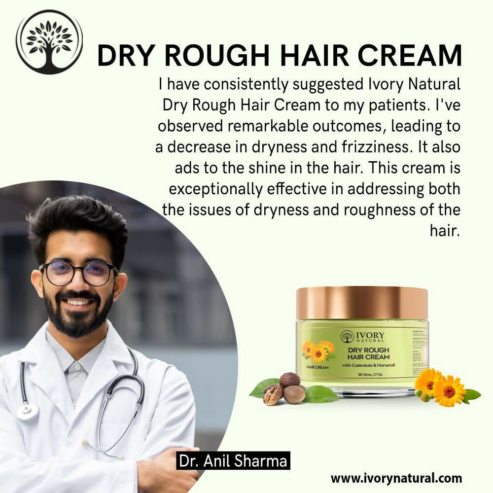 Ivory Natural Dry Frizzy Hair Cream - Detangles Hair, Manages Frizz And Scalp Dryness | Grocsy