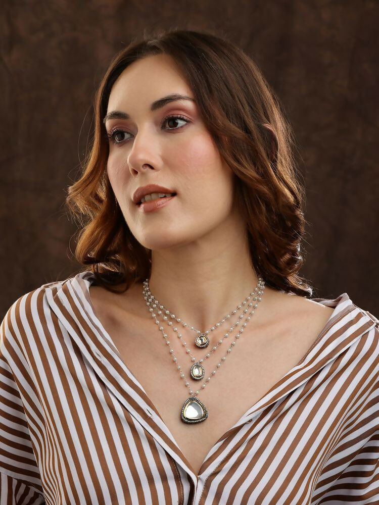 Beaded Layered Kundan Necklaces - Ruby Raang | Grocsy