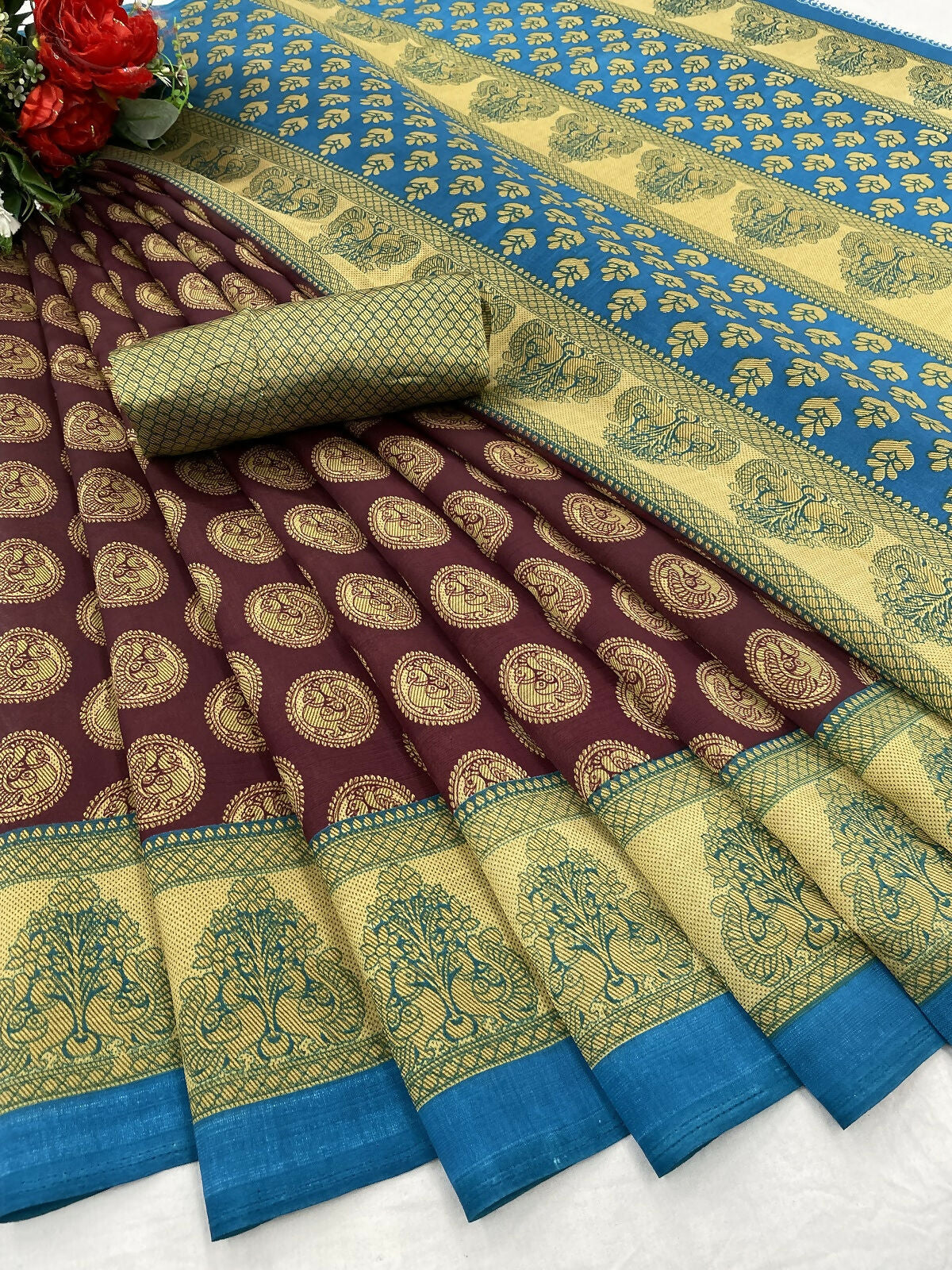 Vamika purple Printed Art Silk Saree | Grocsy