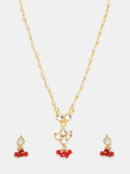 Ruby Raang Kundan Studded And Pearl Beaded Jewellery Set | Grocsy