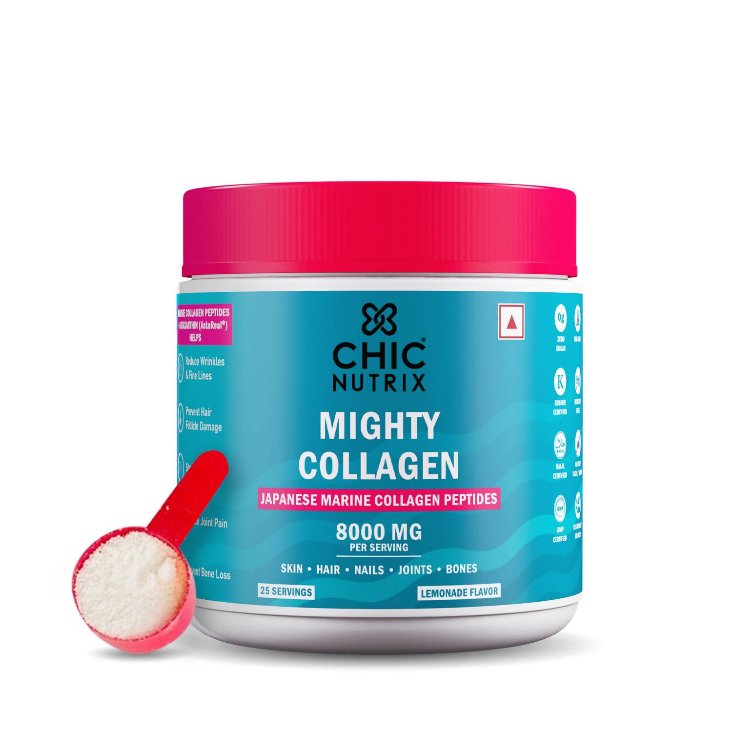 Chicnutrix Mighty Collagen Japanese Collagen Powder For Skin, Hair, Nails & Joints - Lemonade Flavor | Grocsy