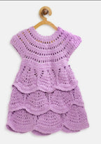 ChutPut Hand knitted Crochet Grape Wool Dress For Baby Girls - Purple | Grocsy
