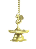 eCraftIndia Gold-Toned Peacock Shaped Hanging Oil Wick Diya | Grocsy