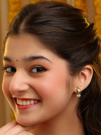 Ruby Raang Diamond Pearl Dangling Earrings | Grocsy