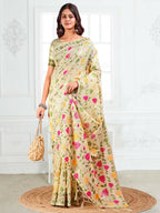 Shree Shyam Fashion Linen Cotton Off White Saree | Grocsy