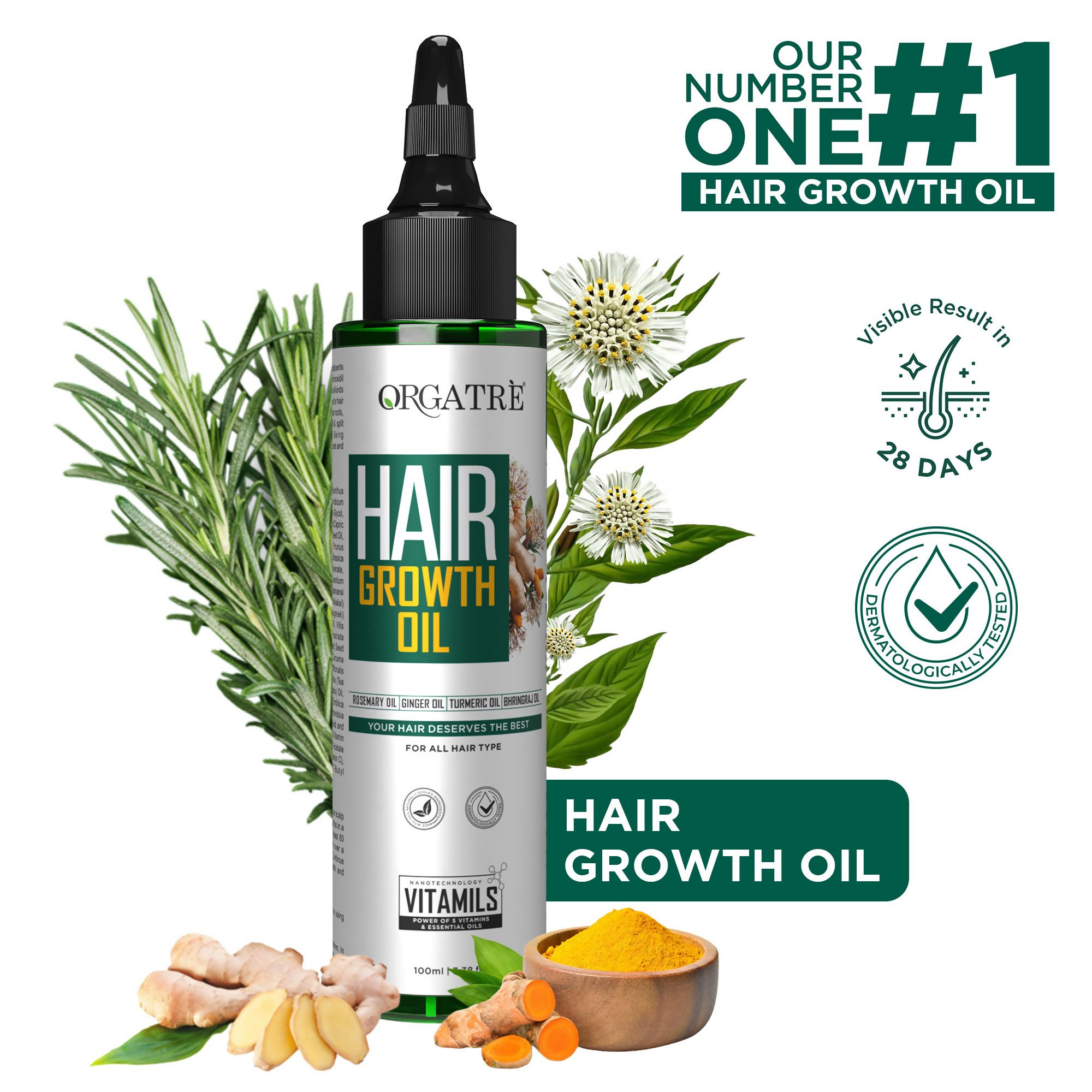 Orgatre Hair Growth Oil With 28 Herbal Oils ??Promotes Hair Growth, Reduces Hair Fall & Dandruff | Grocsy