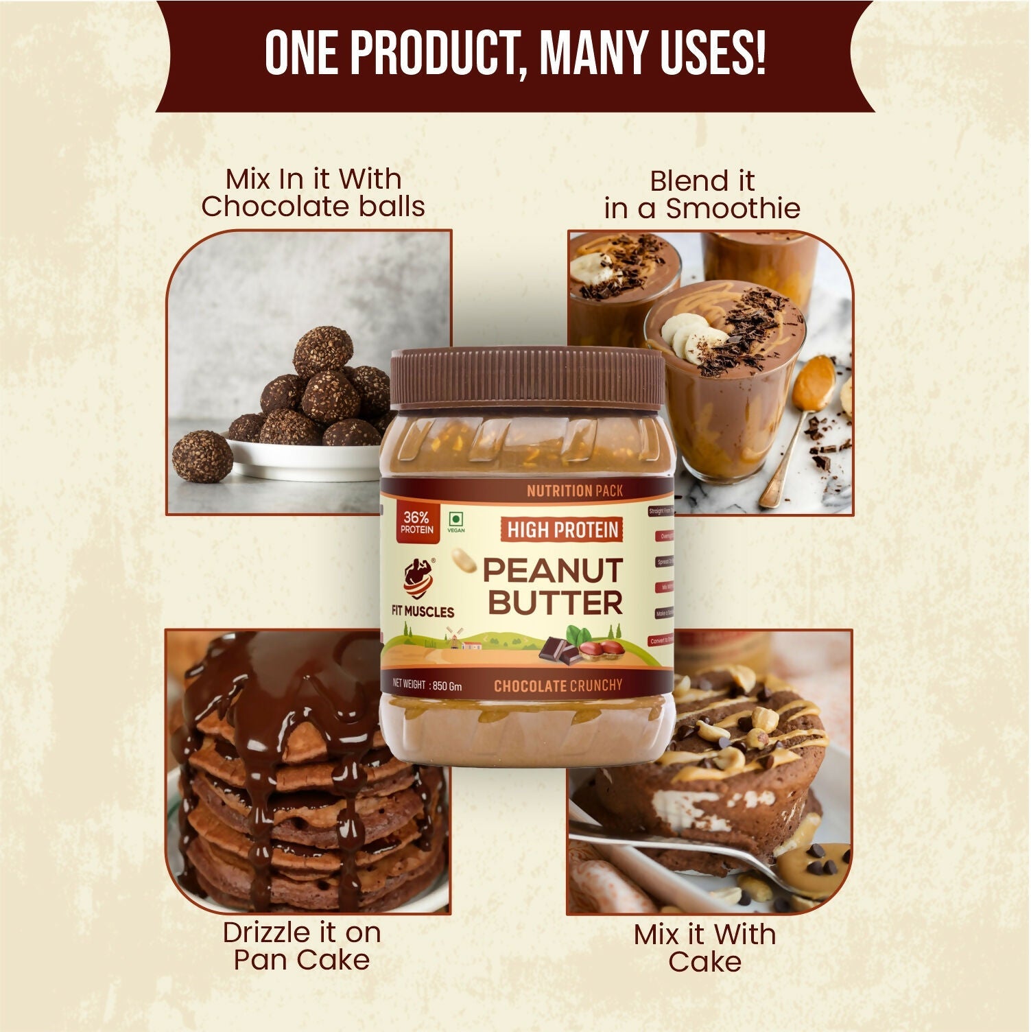 Fit Muscles High Protein Peanut Butter Chocolate Crunchy | Grocsy