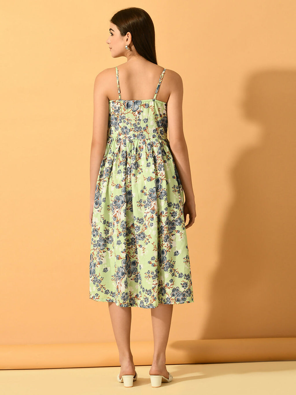 Myshka Women's Lime Green Fit and Flare Party Dress | Grocsy