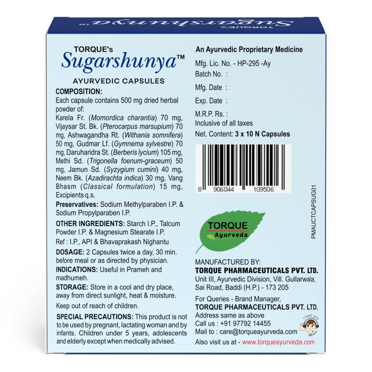 Torque's Sugarshunya Capsules - Swadesiicart