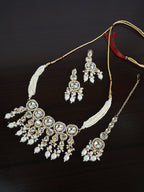 Divisha Alloy Gold-plated White Artificial Pearl Jewellery Set | Grocsy