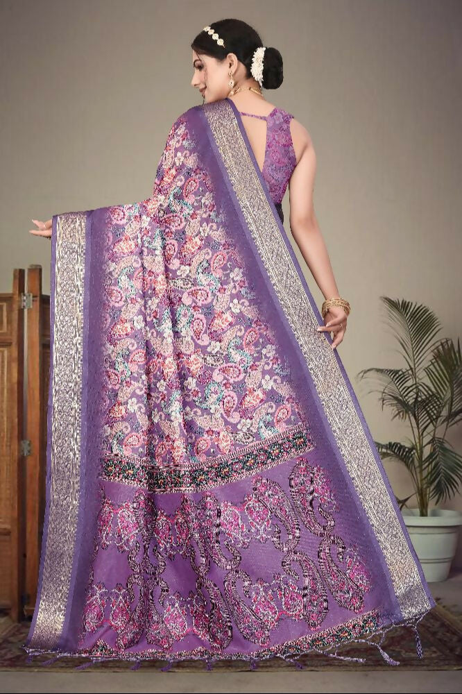 PR Fashion Multi Heavy Rich Cotton Silk Digital Print & Jacquard Saree | Grocsy