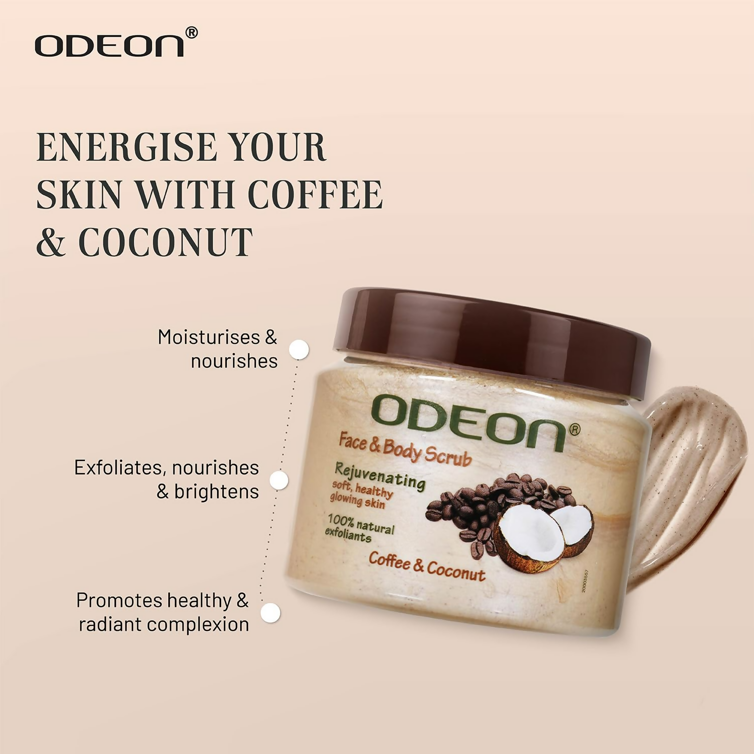 Odeon Coffee & Coconut Scrub Exfoliating Face & Body Scrub For Tan Removal | Grocsy