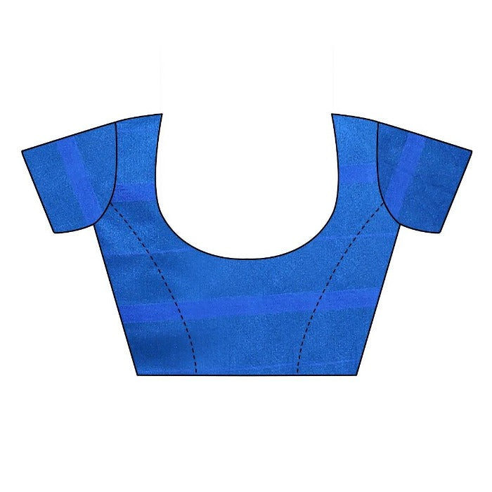 Vamika Blue Cotton Silk Weaving Saree (SATURN BLUE) | Grocsy