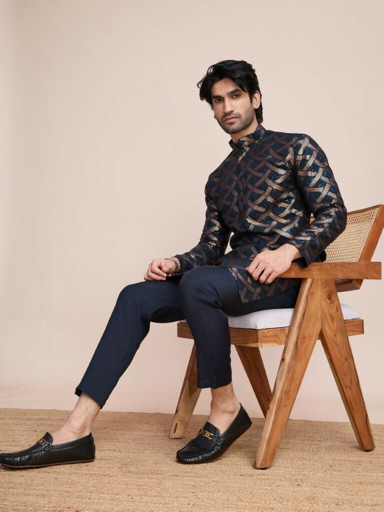 Vastranavya Traditional Festival Wear Pure Silk Thread & Sequence Embroidered Work Kurta | Grocsy
