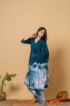 Joban Fashion Navy Blue Tie & Dye Cotton Suit Set | Grocsy