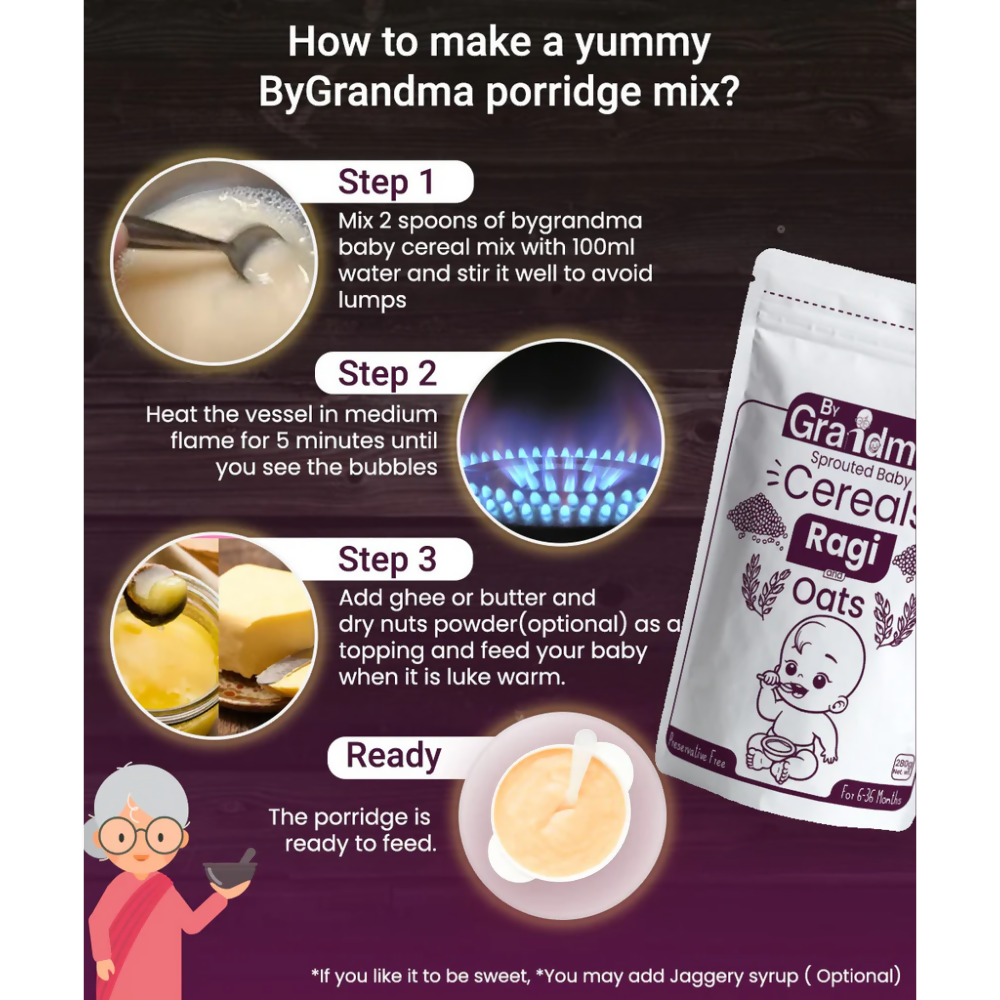 By Grandma Sprouted Cereal Mix - Ragi and Oats | Grocsy