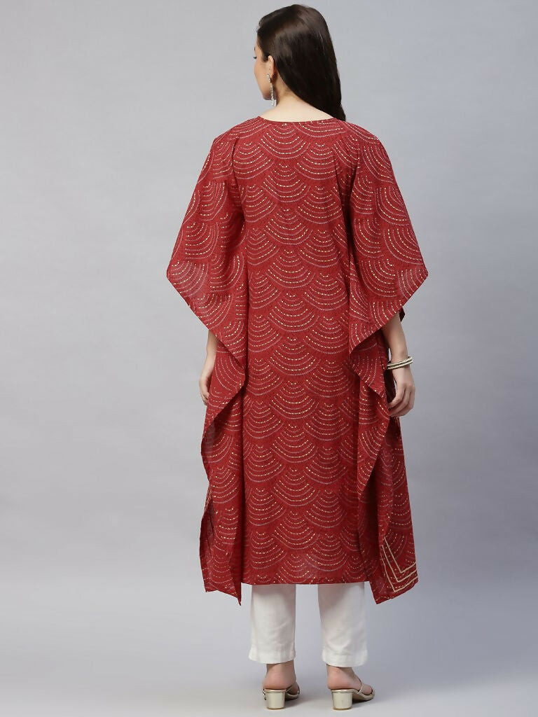 Miravan Women's Cotton Festive Wear Kaftan Style Kurta | Grocsy