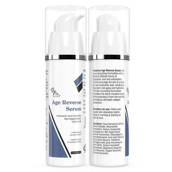 Fixderma Age Reverse Face Serum for Glowing Skin, Anti Aging Face Serum for Unisex Improves Fine Lines, Wrinkles & Age Spots | Grocsy