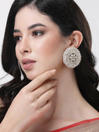 NVR Women Gold-Toned Circular Studs Earrings | Grocsy