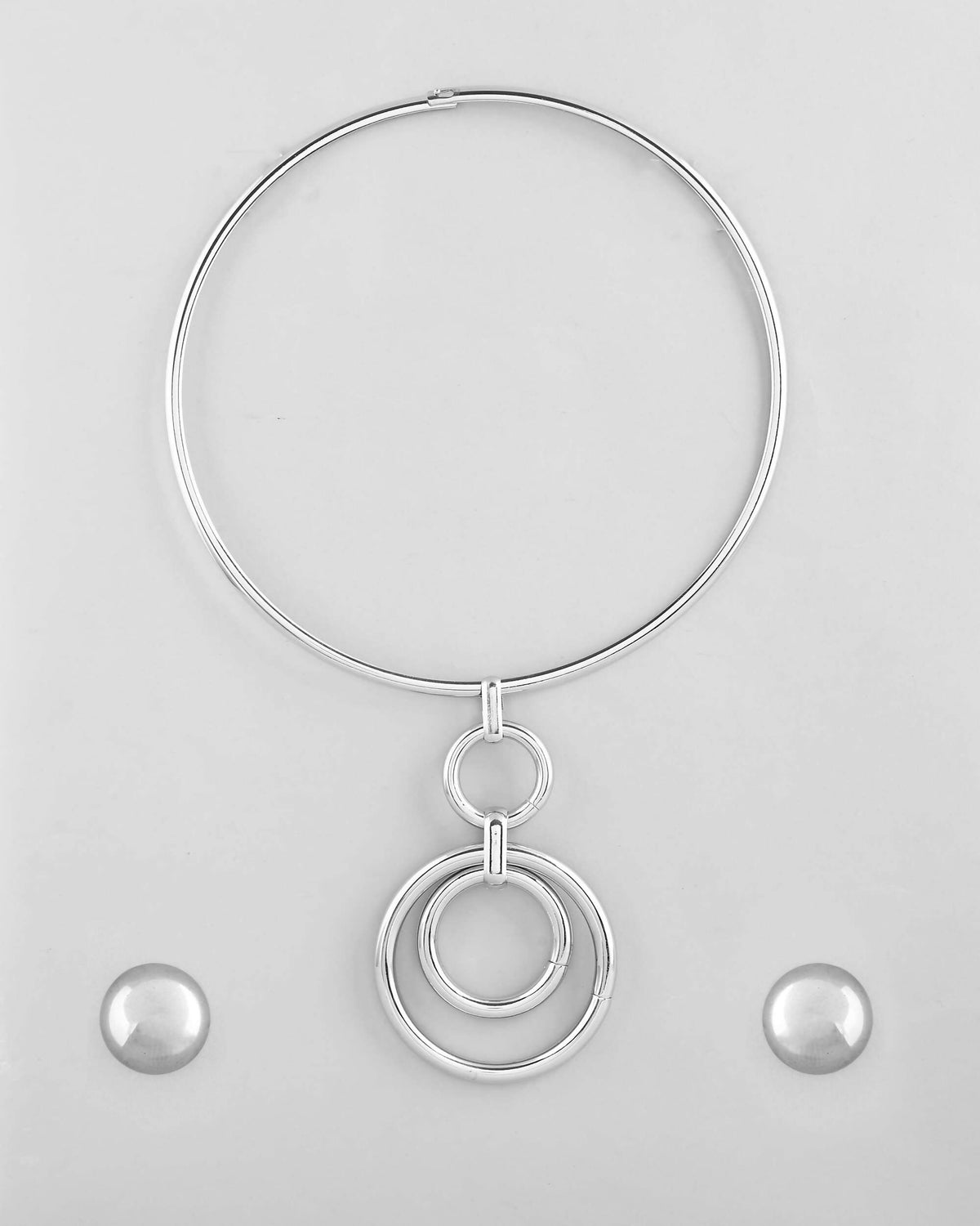 VOJ Silver Plated Western Hasli with Studs Earrings Set