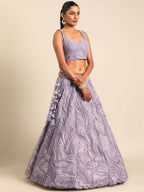 House of Panchhi Lavender Net Sequins and Zarkan embroidery Lehenga choli & Dupatta | Grocsy