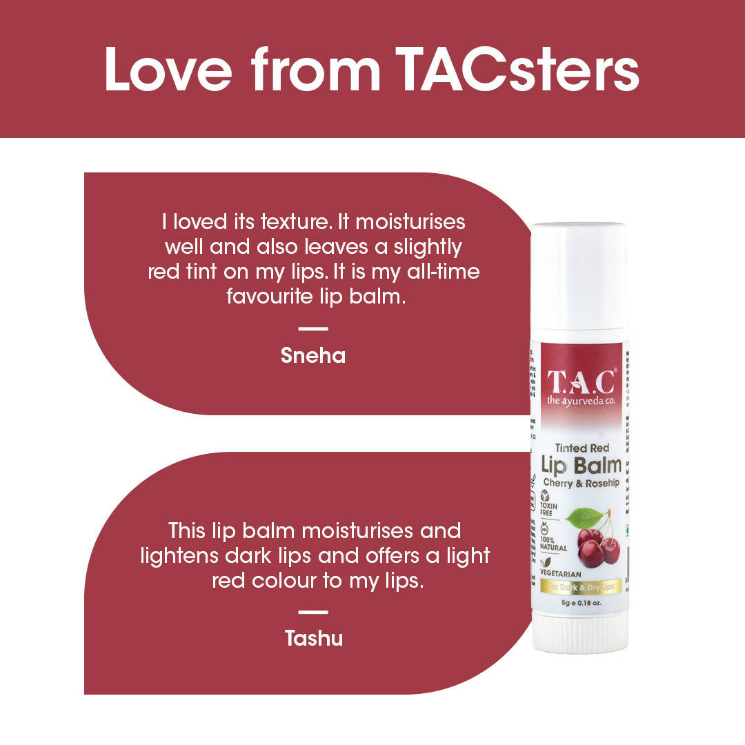 TAC - The Ayurveda Co. Tinted Cherry & Roship Vegan Lip Balm | Grocsy