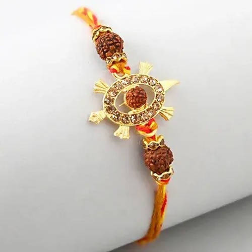 Rudraksha Royal Design Rakhi & Cashew Jar | Grocsy
