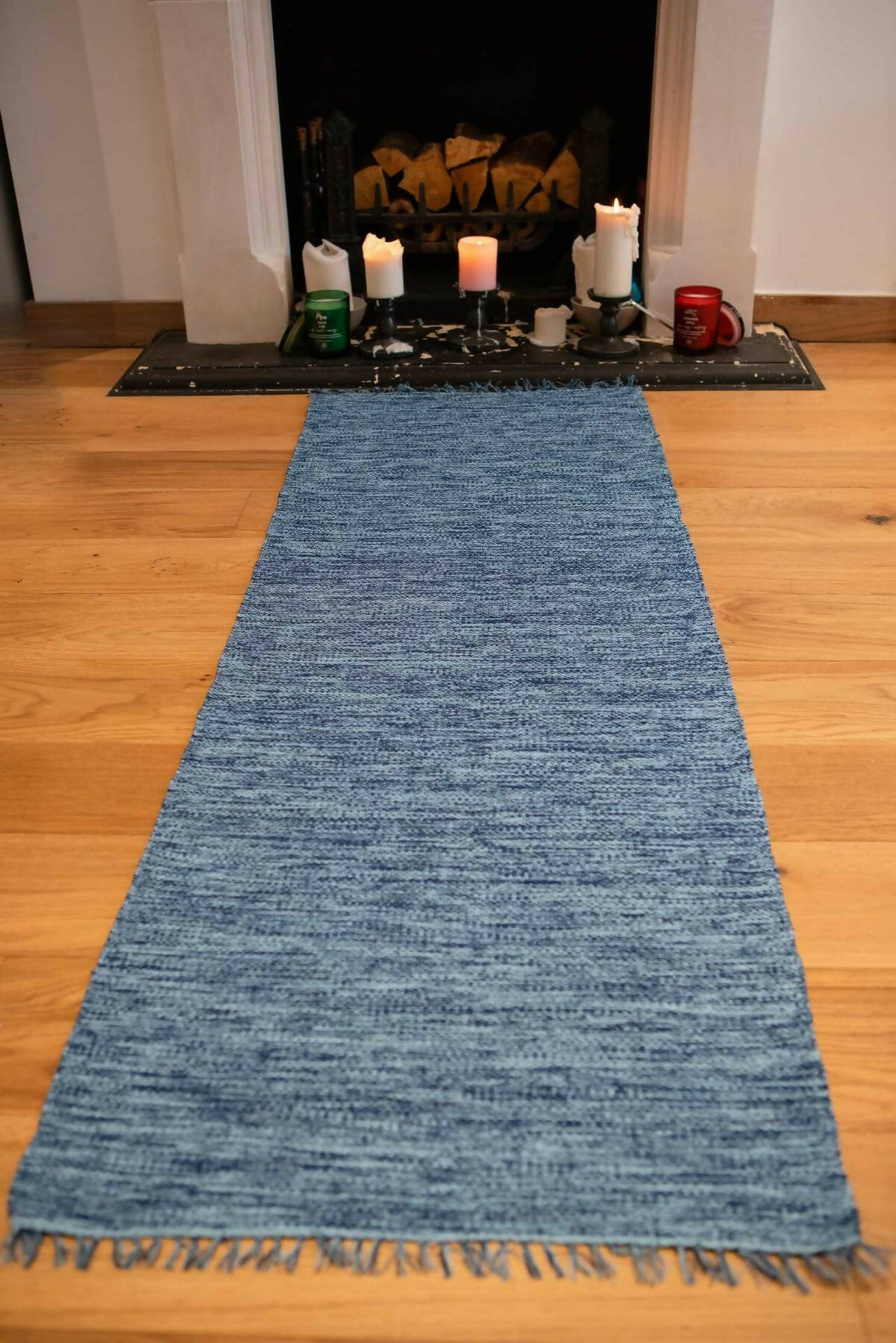 Karpasa London Handmade Yoga Mat Blue Organic Cotton | Grocsy