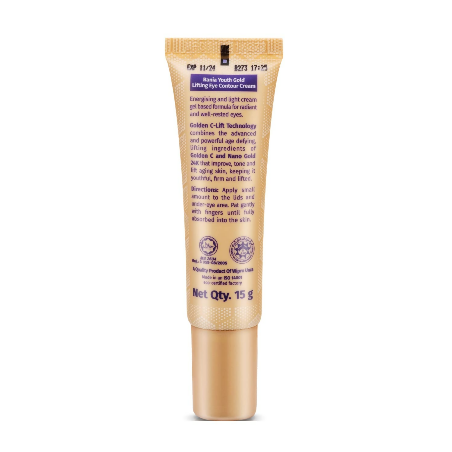 Rania 24K Gold Eye Cream Reduces Dark Circles Puffiness & Fine Lines | Grocsy