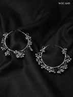 Mominos Fashion Johar Kamal Silver Parrot Hoops and Ghungroo Bali Combo Earrings | Grocsy