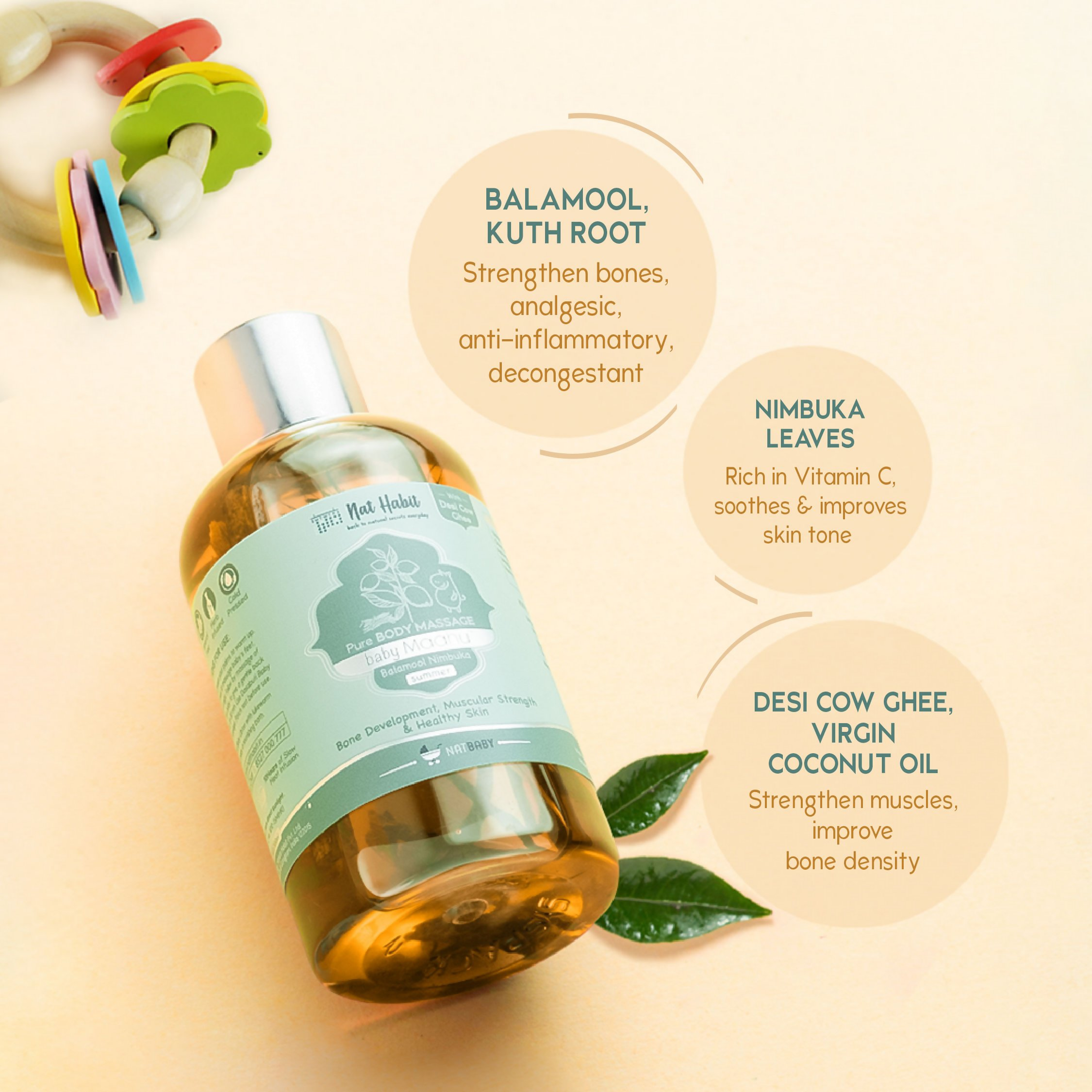 Nat Habit Balamool Nimbuka Pure Baby Maahu Baby Massage Oil | Grocsy