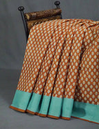 Chikoo Brown Block Print Pure Mulmul Cotton By Gayathri Reddy Designer Studio | Grocsy