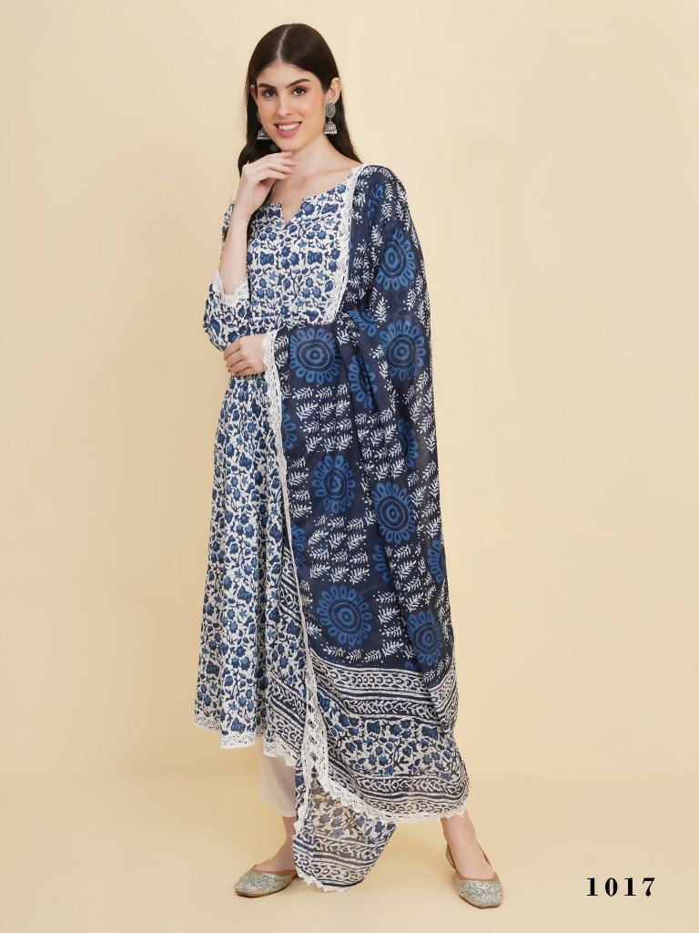 Designer Stylish Blue Rayon Stitched Suit With Dupatta - Tanisha | Grocsy