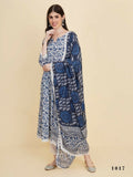 Designer Stylish Blue Rayon Stitched Suit With Dupatta - Tanisha | Grocsy