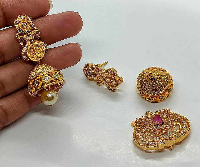 Designer Temple 4 in 1 Earrings | Grocsy