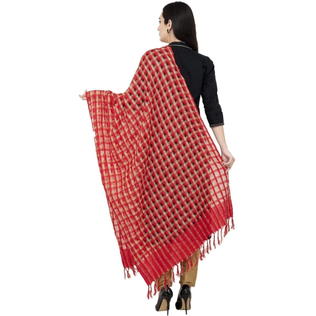 A R Silk Golder Box Regular Dupatta Color Red Dupatta or Chunni | Grocsy