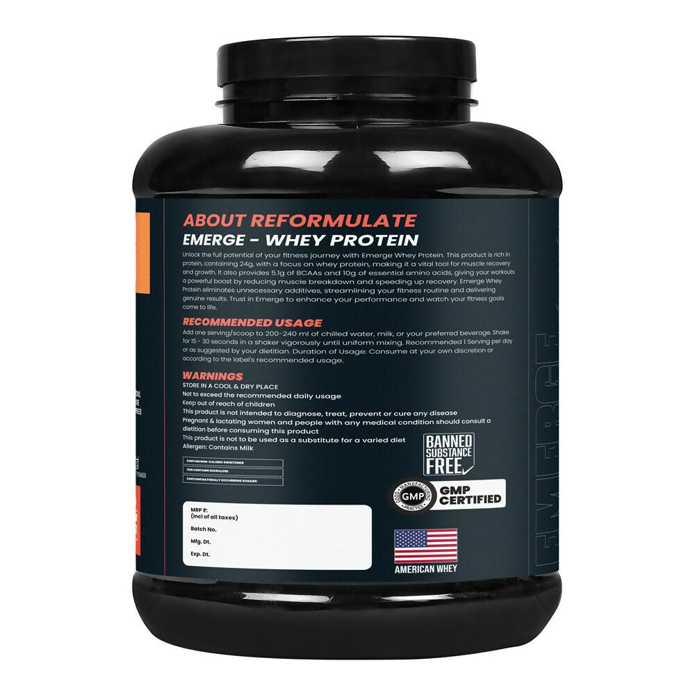 Reformulate Emerge I Whey Protein I Your Daily Meal Replacement Formula I 20 G I Protein I 5.1 G Bcaa's I 10 G Eaa's - Malai Kulfi | Grocsy