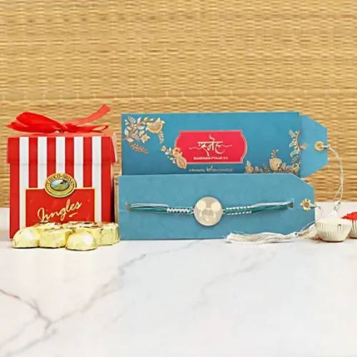 Cute Mickey Rakhi & Choco Swiss Jingles Box | Grocsy